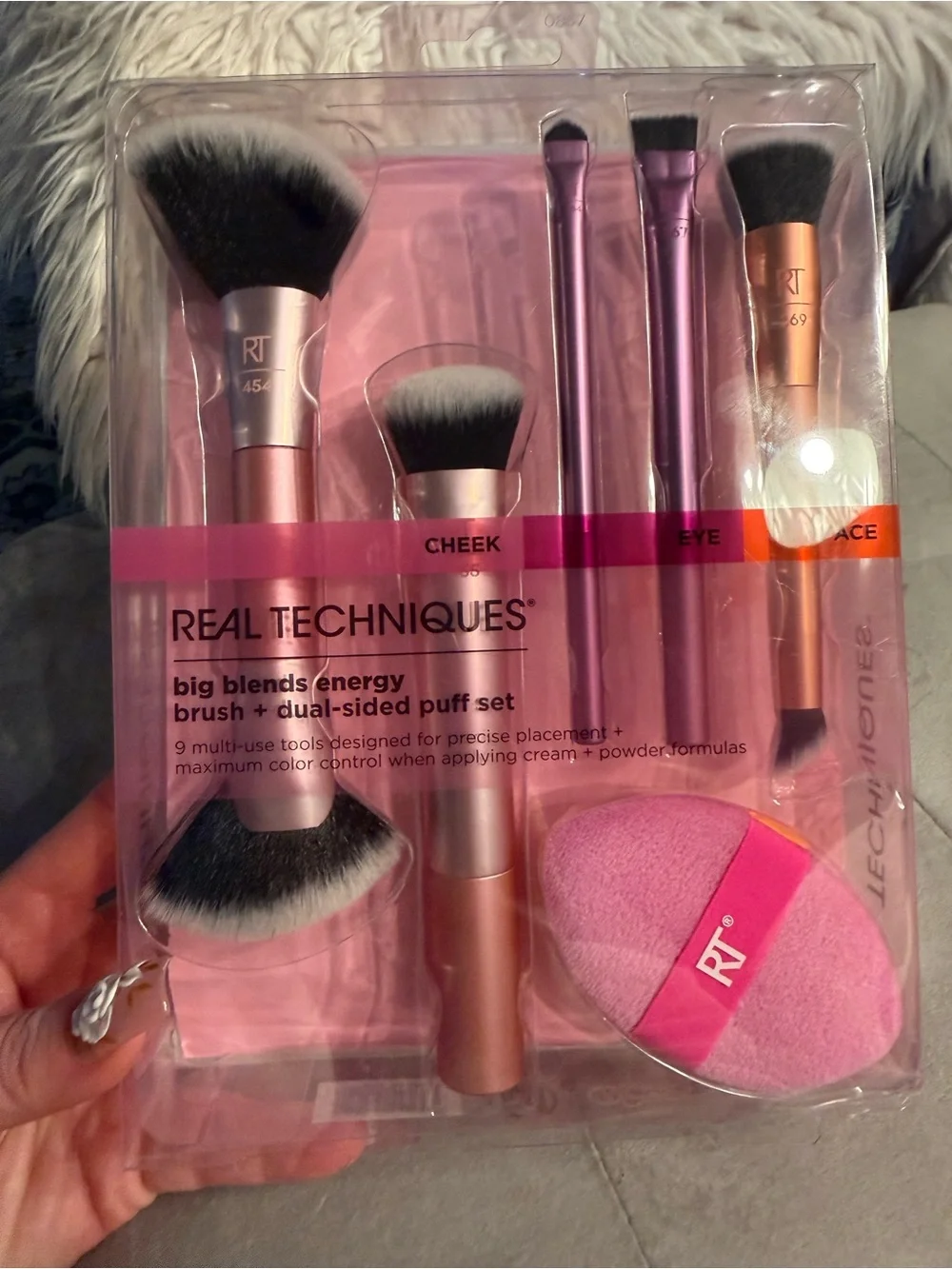 Real Techniques Pink and Black Brush Set of 3 NWT